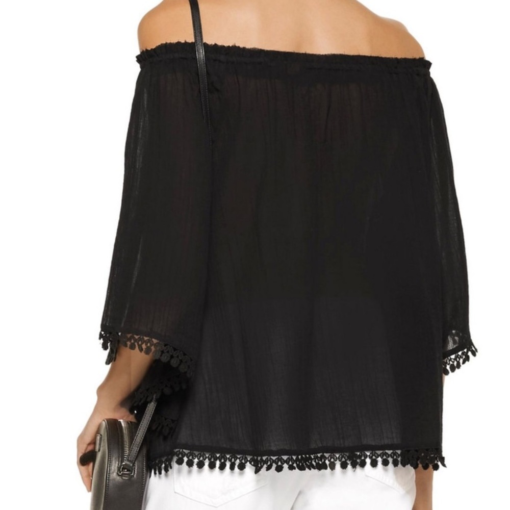 LoveShackFancy Black Cotton Gauze Off the Shoulder Top - Picture 8 of 11